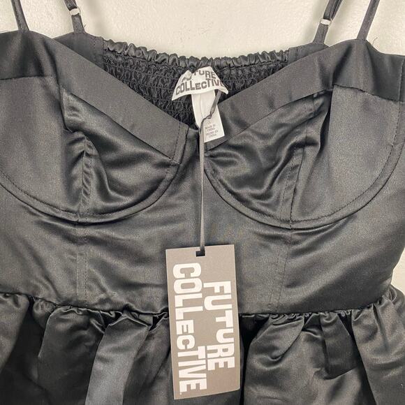 Future Collective Sweetheart Bubble Satin Midi Dress Bustier Elegant Size S - Picture 11 of 12